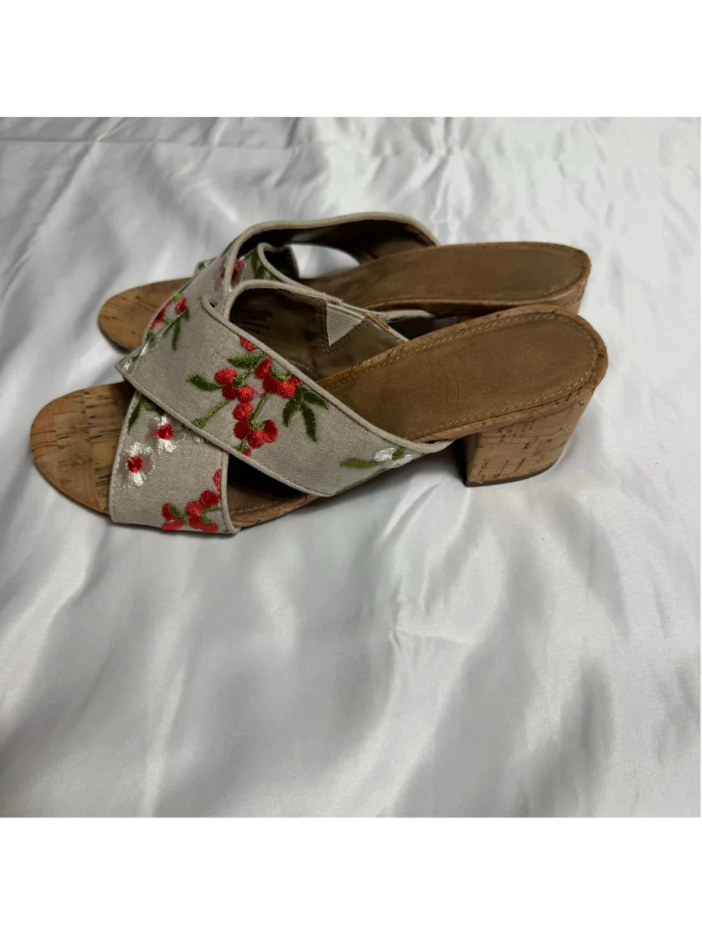 Women's A2 by Aerosoles Floral Embroidered Cork Wedge Sandals, Size 8, Beige
